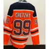 Top Man 99 Wayne Gretzky Vintage Hokey Jersey Siyah Beyaz Donanma Sarı Mor Turuncu Alternatif Nefes Nefes Üformaları 3026