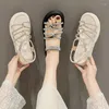 Sandali 2024 Estate romana moda versatile strass morbido fondo piatto tacchi scarpe con plateau da donna