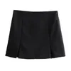 Kvinnors shorts kvinnor svart kjol set mode hög midja slitsar sido zip minikjolar kvinna sexig stropplös bustier stil toppdräkter