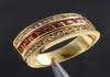 Pierścienie klastra Men039S Deluxe 10K żółte złoto Princesscut Garnet Crystal Crelagststone Band Pierścień Wedding dla mężczyzn Kobiet Biżuteria 8369760