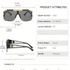 Fashion Luxury Oversized Square Sunglasses Men Women Vintage Metal Big Frame Semi-Rimless One Lens Sun Glasses 2024 new