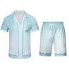 Casa Blanca 2024 Tasarımcı Erkekler T Shirt Set Masao San Baskı Erkek Günlük Gömlek ve Kısa Kadın Gevşek İplik Gömlek Yüksek Kaliteli Tees Ücretsiz Ulaşım Erkekler Tshirt M-3XL