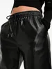 Women's Pants Casual Matte Leather Sweatpants Women High Waist Drawstring Joggers With Pocket Ladies Loose PU Bloomers Party Trousers Custom