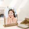 2 pièces miroirs en bois massif bureau pivotant miroir Ins Style filles en bois HD maquillage miroir étudiant dortoir coiffeuse Style simple miroir