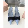 Dress Shoes High Heeled Girls' Summer Shallow Cut Pointed 2024 Fairy Bow Style Women's (