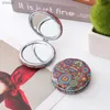 2PCS spiegels kleine compacte zakspiegel Bohemen bloempatroon make-upspiegel opvouwbaar draagbaar voor reizen vrouwen vintage cosmetische meisjes cadeau