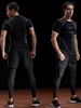 Vêtements de jogging 2023 T-shirt de compression hommes vêtements de sport d'été T-shirt de course élastique à séchage rapide hauts de sport T-shirt d'entraînement de gymnastique athlétique MenH24119