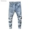Jeans pour hommes Jeans skinny hommes bleu clair gris Stretch 2022 printemps nouvelle mode pantalon en denim décontracté jean vêtements pour hommes pantalons longs CowboysL240119