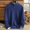 Ropa deportiva para hombre, suéteres de cuello alto, jerseys de punto, suéter de manga larga de Color sólido, abrigos básicos con cremallera de gran tamaño para hombre 240119