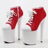 Dress Shoes 20CM Super High Heels Platfrom Canvas PU Mix Color Sexy Women Dance Club High-Heel