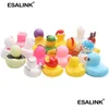 Bath Toys Esalink20105Pcs Random Mini Colorf Rubber Float Squeaky Sound Duck Toy Baby Water Pool Funny For Girls Boys Gifts Drop Deliv Dhosc