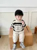 Pullover herfst winter nieuwe baby cartoon gebreide trui boy meisje gestreepte gebreide kleding casual veelzijdige baby dikke warme tops ldren kleding h240508