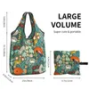 Bolsas de compras con textura de bosque, comestibles, moda, bolso de hombro, gran capacidad, portátil, gráficos de animales, bolso de arte