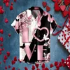 Men's Casual Shirts Valentine's Day Printed Holiday Party Wear Down T Shirt Button Pajama