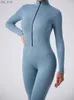 Yoga outfit sömlös blixtlås i ett stycke yogasträkt dans magen åtdragning fitness träning set stretch bodysuit gym kläder push up sportswearh24119