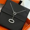 Designer Luxe S925 Sterling Zilveren Ketting Gegalvaniseerd 18K Goud Klassiek Varken Neus OT Gesp Ingelegd Diamant Paar Stijl Tweekleurig Dames Charme Sieraden Meisje Cadeau