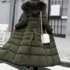 Women's Trench Coats Women Warm X-Long Sashes Parka Oversize 2024 Fashion Ladies Winter Thick Jacket Down Snow Outwear Jackets Parkas Red