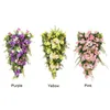 Fleurs décoratives artificielles à l'envers Couronne de printemps Floral Drop Swag Naturel Multicolore Réaliste Tissu de Soie Tenture Murale Larme