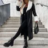 Women's Leather Stylish Warm Winter Coat Long Sleeve Parka For Women Fashion With Belt Dropship