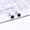 Orecchini a bottone in argento sterling 925 nero cerchio rotondo da donna 2024 tendenza gotico coreano ornamento punk orecchino gioielli penetranti