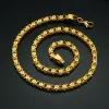 Collier à chaîne dorée épaisse pour hommes, gaufrage de 5mm, chaîne de boîte à bijoux Vintage pour hommes de fête, colliers en or jaune 14 carats