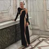 Casual Dresses Fashion Sexy Women Mesh Patchwork Long Dress Sleeve BodyCon Party Nightclub Lady Pullover Maxi Celebrity