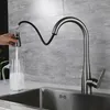 Robinets de cuisine gris, robinet d'eau extractible, mitigeur d'évier à poignée unique avec deux fonctions