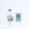 Retro Sapphire Stud örhängen europeiska amerikanska modekvinnor S925 Silver Micro Set Zircon Square örhängen Bröllopsfest örhängen smycken Valentins dag present SPC