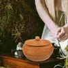 Dinnerware Sets Rattan Storage Basket Woven Veggie Tray Bread Serving Wooden Natural Baskets Home Decor