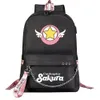 Borse Anime Sakura Girl Card Captor Zaino USB Borse per libri scolastici Ventole Borse da viaggio Catena per laptop Cuffie