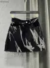 Women's Shorts DEAT Fashion Women's Denim Skirt Hiugh Waist Tie-dyed Printed Burr Above Knee Streetwear Skirts Spring 2024 New Trendy 17A2006HL240119