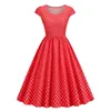 Casual Jurken Dames Party Polka Dot Korte Mouw Jaren 1950 Huisvrouw Avond Galajurk Dames