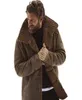 Мужская зимняя куртка, винтажные мужские кожаные куртки, шуба из искусственного коричневого мотоциклетного бомбера, овчина Button5490904