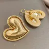 Stud Earrings Puffy Large Heart For Women Minimalist Gold Plated Chunky Love Christmas Valentine Jewelry Gift