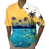 T-shirts pour hommes Hommes à manches courtes Style décontracté Chemise 3D Imprimer Bord de mer Coco Coucher de soleil Camisa Robe sociale Respirant Fête