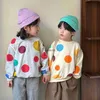 Hoodies Swefsshirts 2024 Spring New Kids Girls Colorful Dot Printshirt sweatshirt ldren Long Sleeve Tops Toddler Pullover Baby Compley H240508