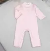 Merk baby jumpsuits mooie roze jongens meisjes bodysuit driedelig maat 66-90 brief jacquard pasgeboren baby gebreid kruippakje Jan20