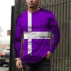 Men's T Shirts Mens Slim Fit Print Long Sleeve Muscle Tops Casual Tshirt Blouse With Round Neck Pullover Tee In Red/Blue/Purple/Dark Gray