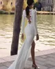 Mémaid Wedding Elemy V Neck Bridal Bridal Bridal Lace Lace à manches longues Split Robes sans dos