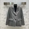 女性用ジャケット高品質の生地ウールグレーVネックシンプルで快適なジャケット