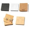 Smyckespåsar 50st/Lot Paper Earring Display Card Hang Tag Diy Gift Package Handgjorda Ear Studs Cardboard Makande tillbehör leveranser