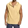 Tanktops voor heren Zomer Veelzijdig mouwloos Fitness Sport Trekkoord Effen kleur Capuchon Top Heren Effen T-shirts Pack