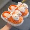 Slipper Winter Children's Cotton Slippers Polka Dot Bow Girl Princess Warm Plush Warp Heels Home Shoes Baby