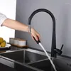 Robinets de cuisine en laiton brossé or, robinet d'évier extractible, mitigeur à poignée unique, douche rotative à 360 degrés