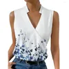 Dames Blouses Dames Overhemd V-hals Mouwloos Elegante blouse Dress-up Lichtgewicht Informeel Bloemenprint Modieus T-shirt Tops Voor meisjes