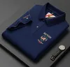 High End Ice Silk Comfortable and Breathable T-shirt Men Short Sleeve Summer Fashion Letter Brand Embroidered Casual Polo Shirt {category}