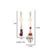 Boucles d'oreilles pendantes U-Magical Déclaration Bottes asymétriques de Noël Boucle d'oreille cloche du Père Noël pour femmes Gland perlé Étoile rouge Bijoux