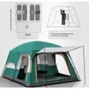 Abrigos 320x220x195cm Tenda de dois quartos Oversize para 5-8 pessoas Isure Barracas de acampamento Doub-plies Grosso à prova de chuva Família ao ar livre