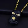 Hänge halsband västra nya hiphop hänge halsband anti-terrorist huva Rhinestone mask Pendant halsband mode stiliga smycken J240120