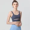 Actieve shirts AL Yoga BH Open rug Fitnesstraining Vrije tijd Sport Zwarte crop top Damesserie Schokbestendige tank